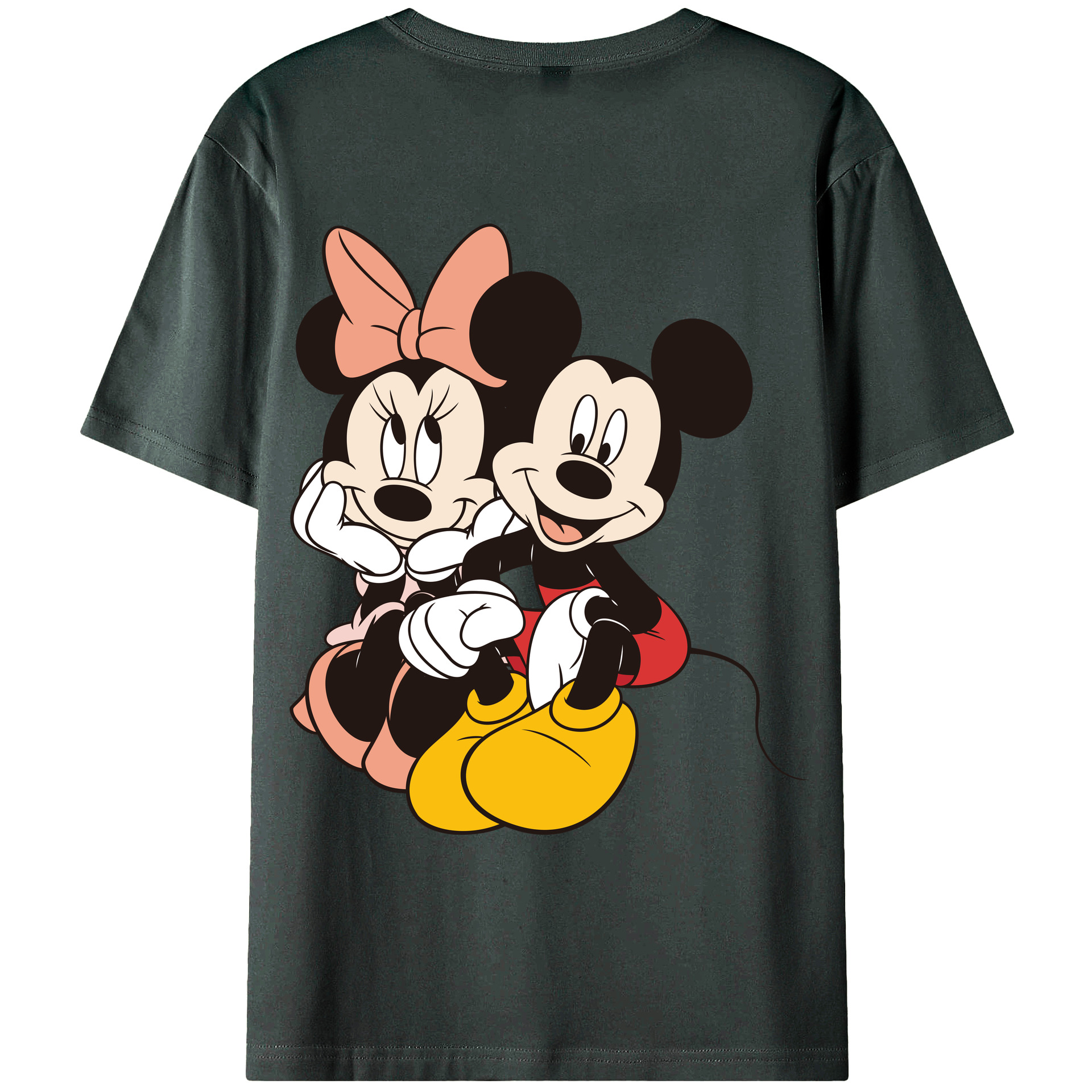ミッキーマウス Mickey Mouse 綿100％ メンズ半袖Tシャツ（バックプリント） 通気性